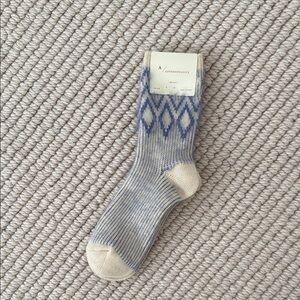Anthropologie NWT Blue and Cream Patterned fuzzy Socks